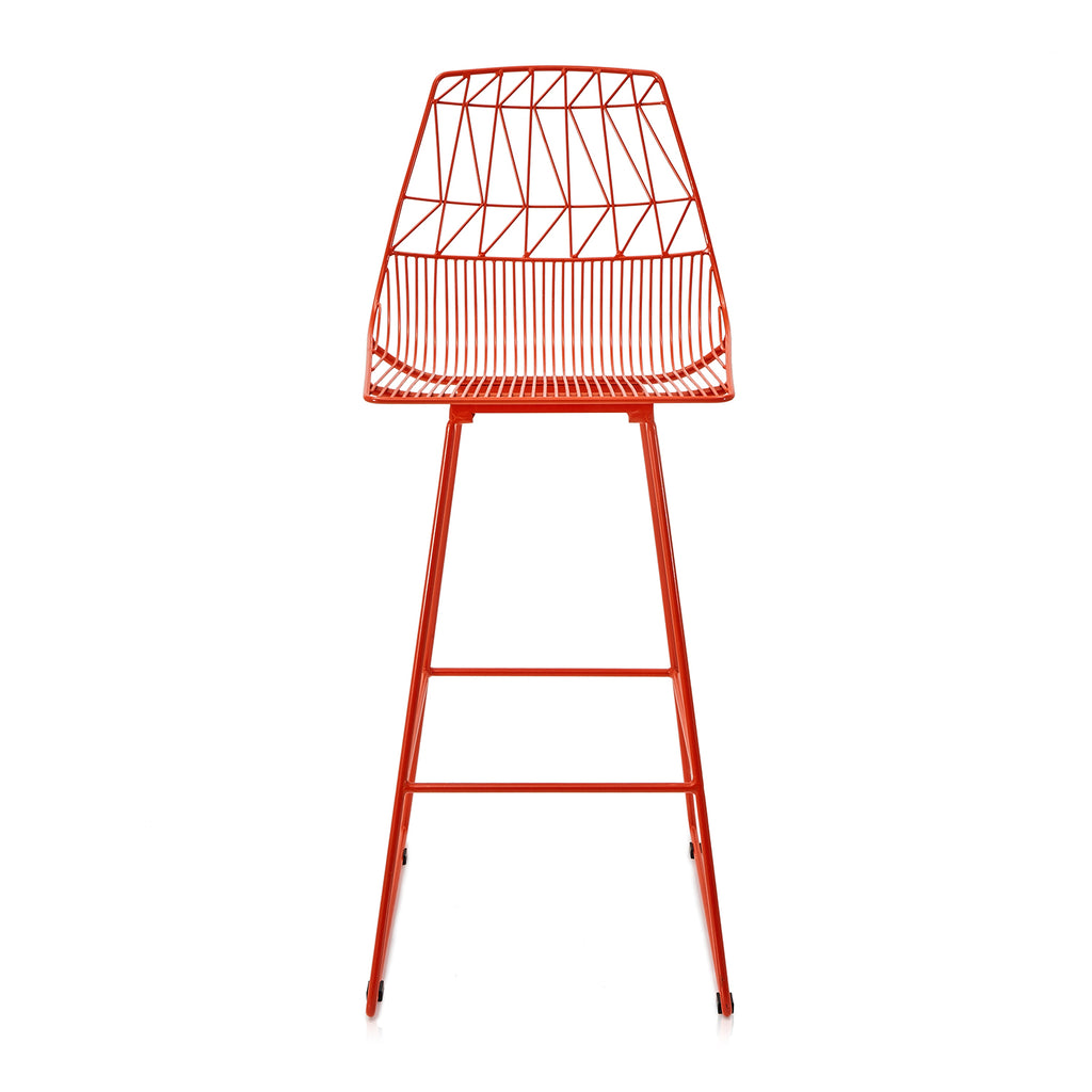 Red Geometric Wire Stool