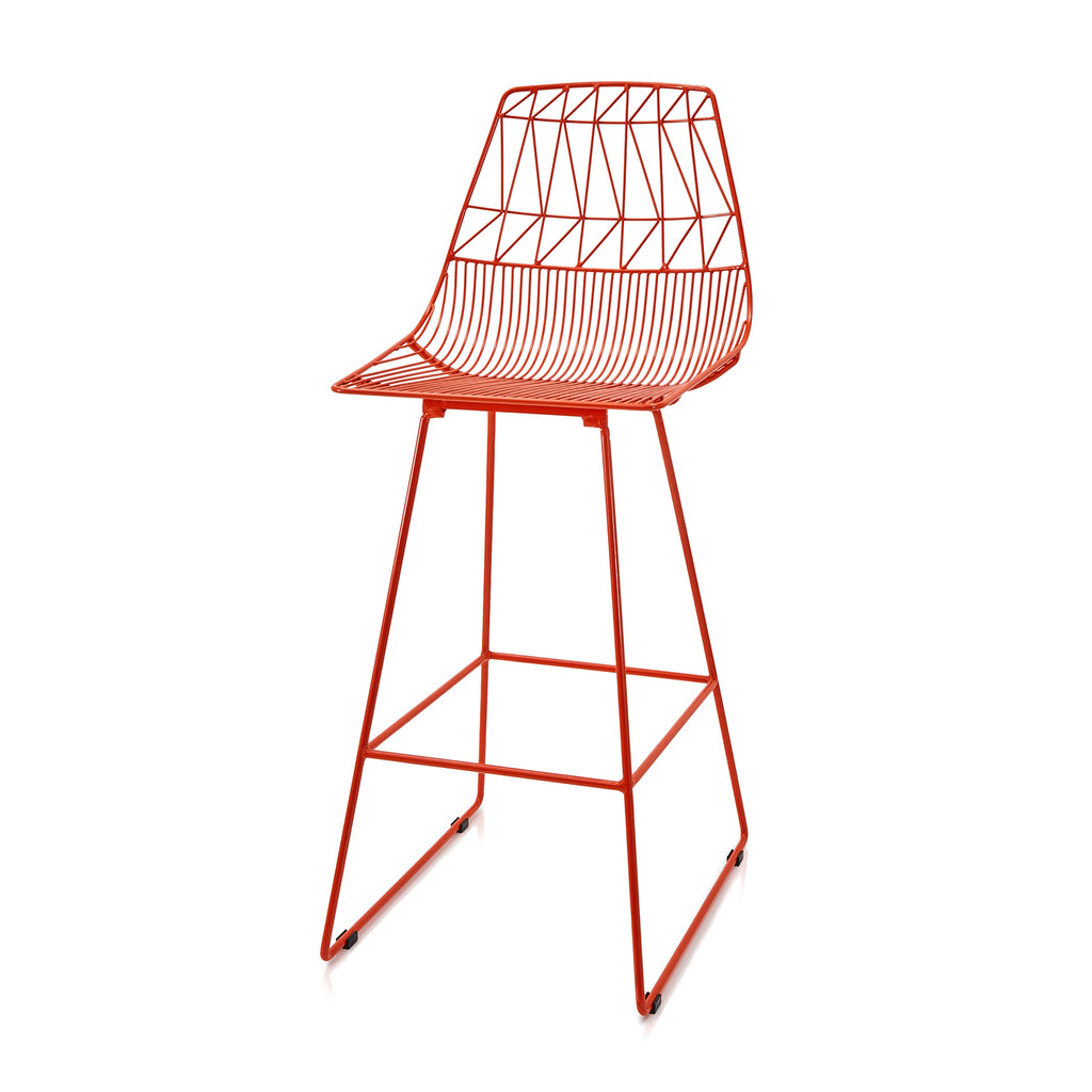 Red Geometric Wire Stool