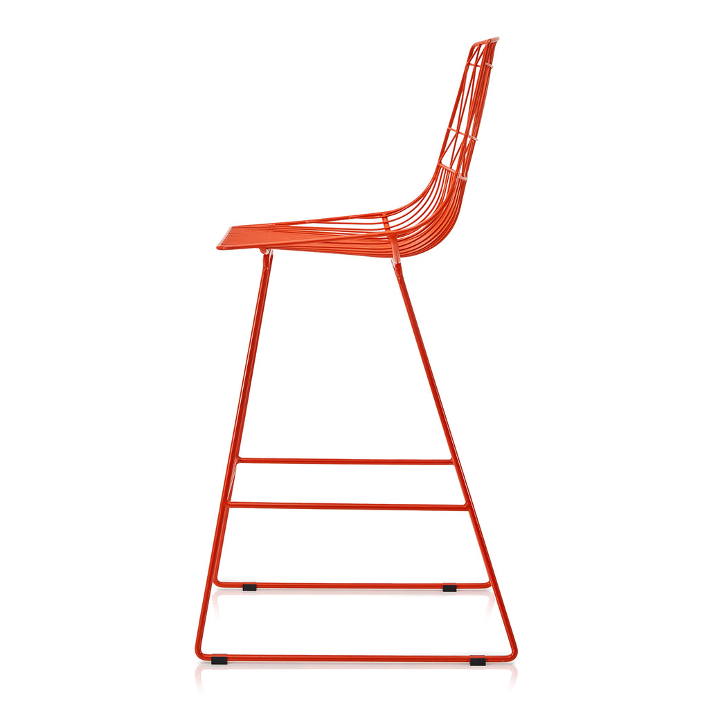 Red Geometric Wire Stool