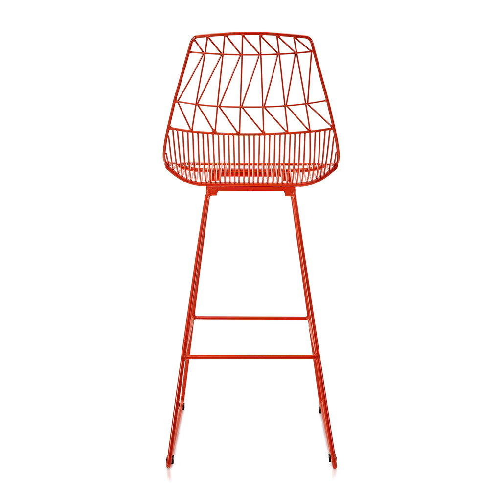 Red Geometric Wire Stool
