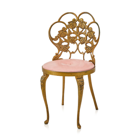 Gold and Pink Floral Regency Chair