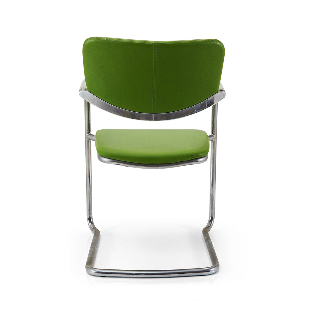 Green & Chrome Cantilever Arm Chair