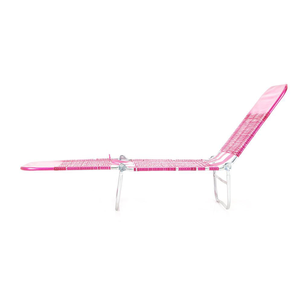 Pink Plastic Strapped Outdoor Chaise Lounger