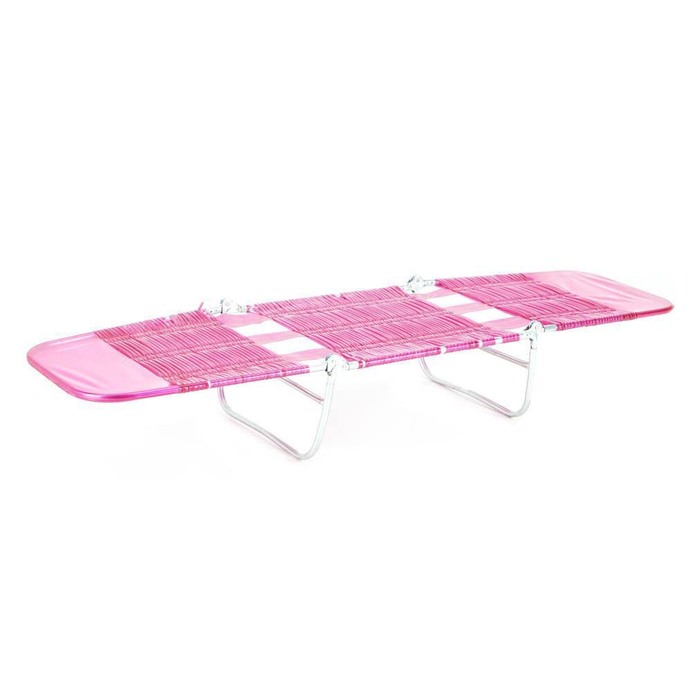 Pink Plastic Strapped Outdoor Chaise Lounger