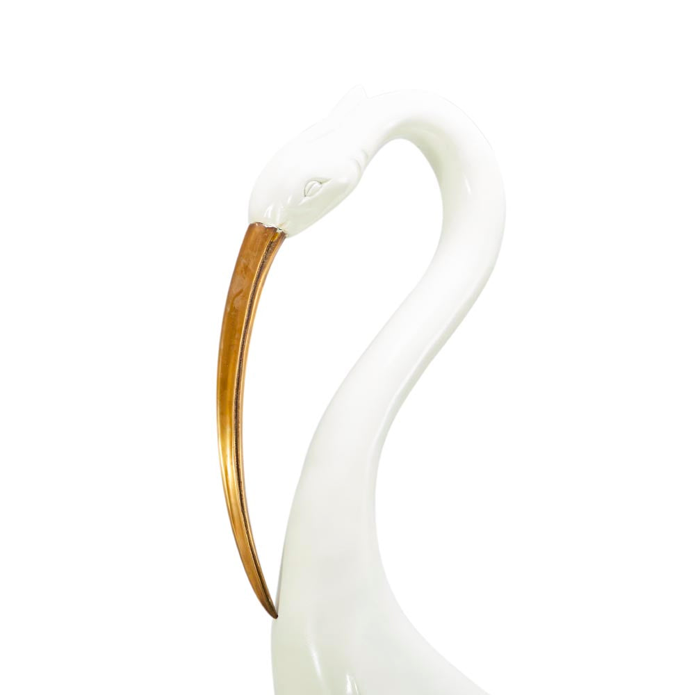 Giant White and Gold Crane Sculpture