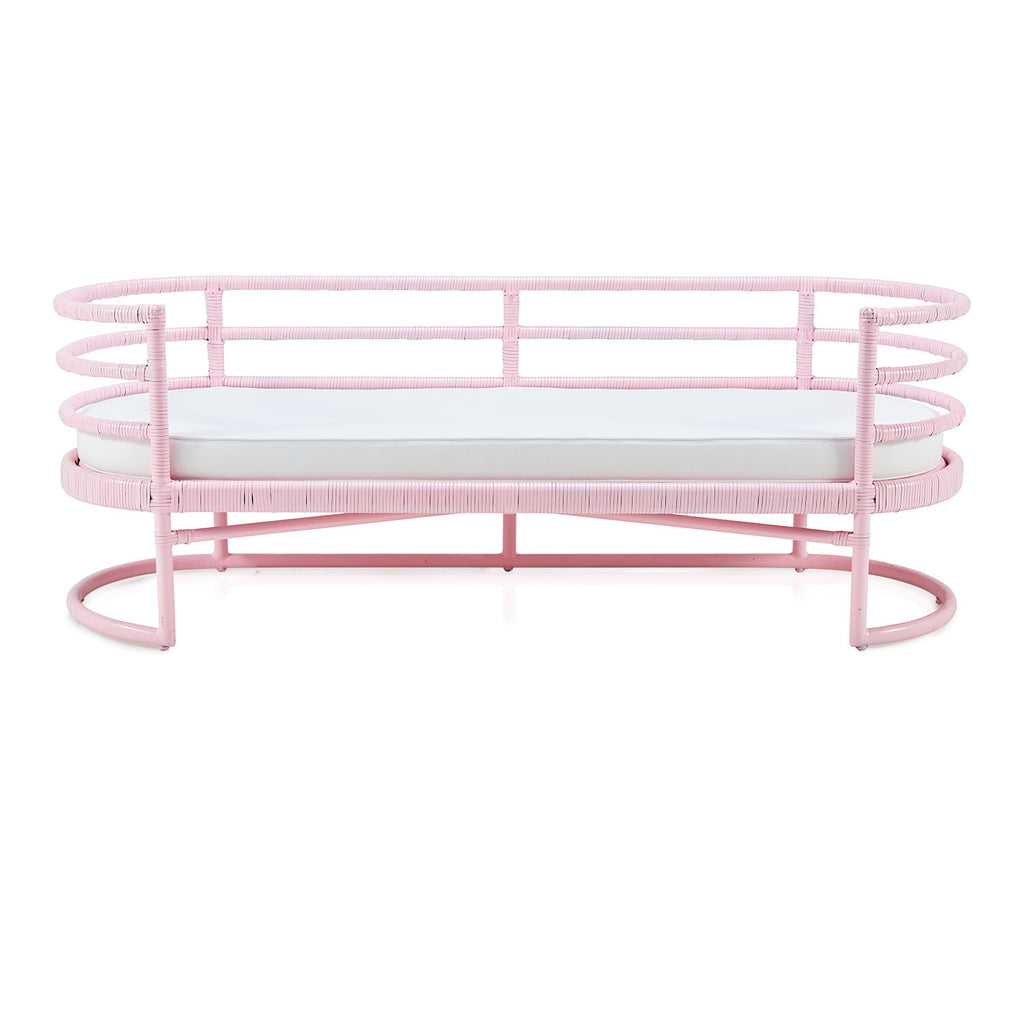 Pink Wicker Wrapped Bench