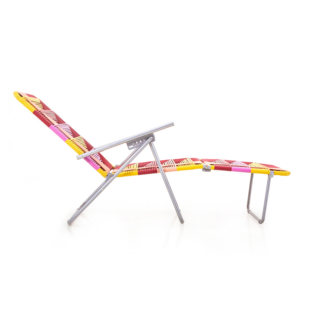 Yellow Pink & Red Cord Outdoor Chaise Lounge