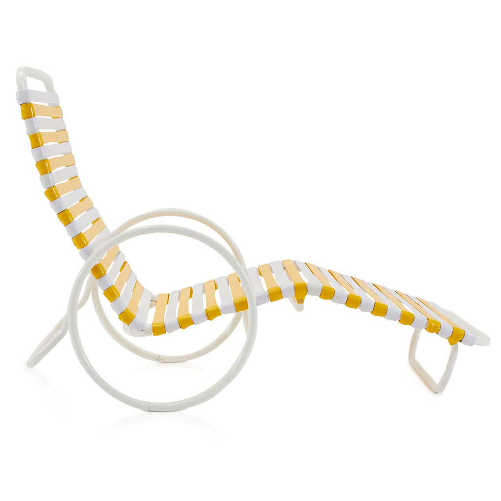 Yellow and White Outdoor Chaise Lounger