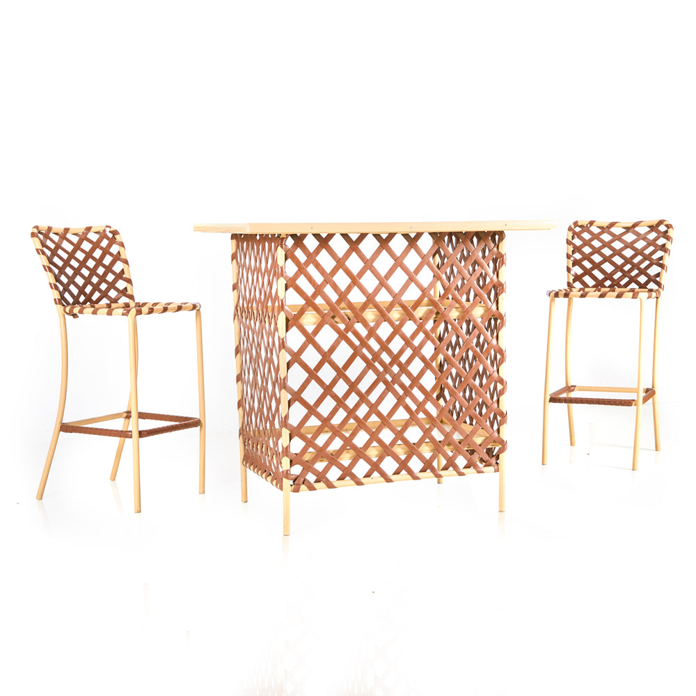 Brown & Beige Jordan Outdoor Bar with Matching Stools