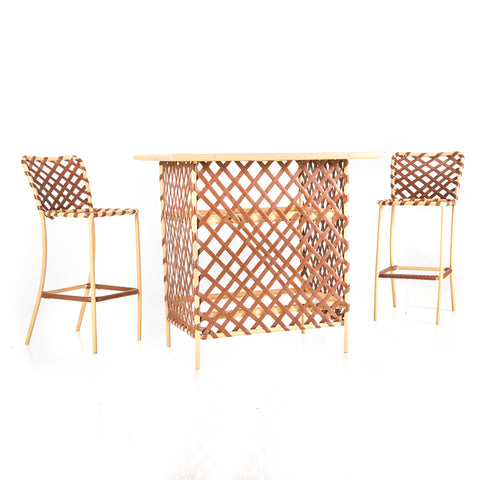 Brown & Beige Jordan Outdoor Bar with Matching Stools