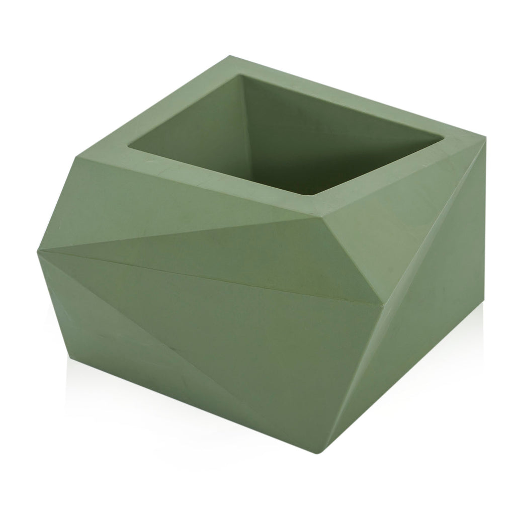 Short Green Geometric Planter
