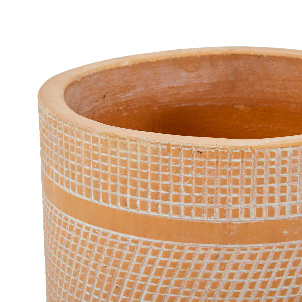 Medium Tan Etched Ceramic Planter
