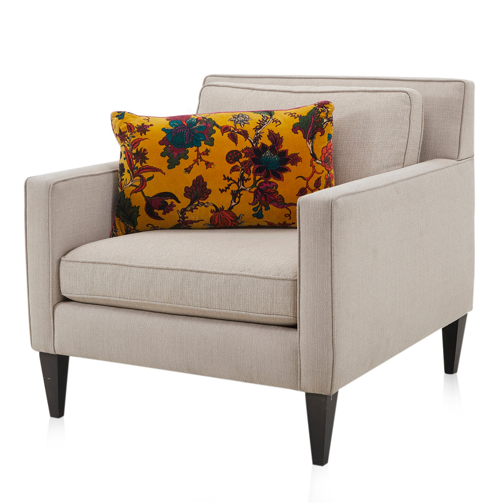 Yellow Mustard Velvet Floral Lumbar Pillow