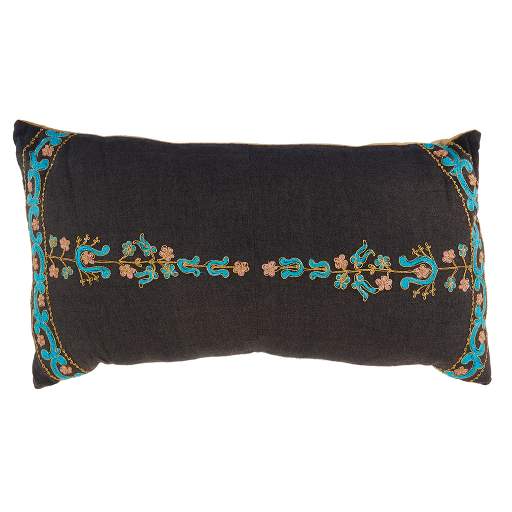 Black Floral Lumbar Pillow