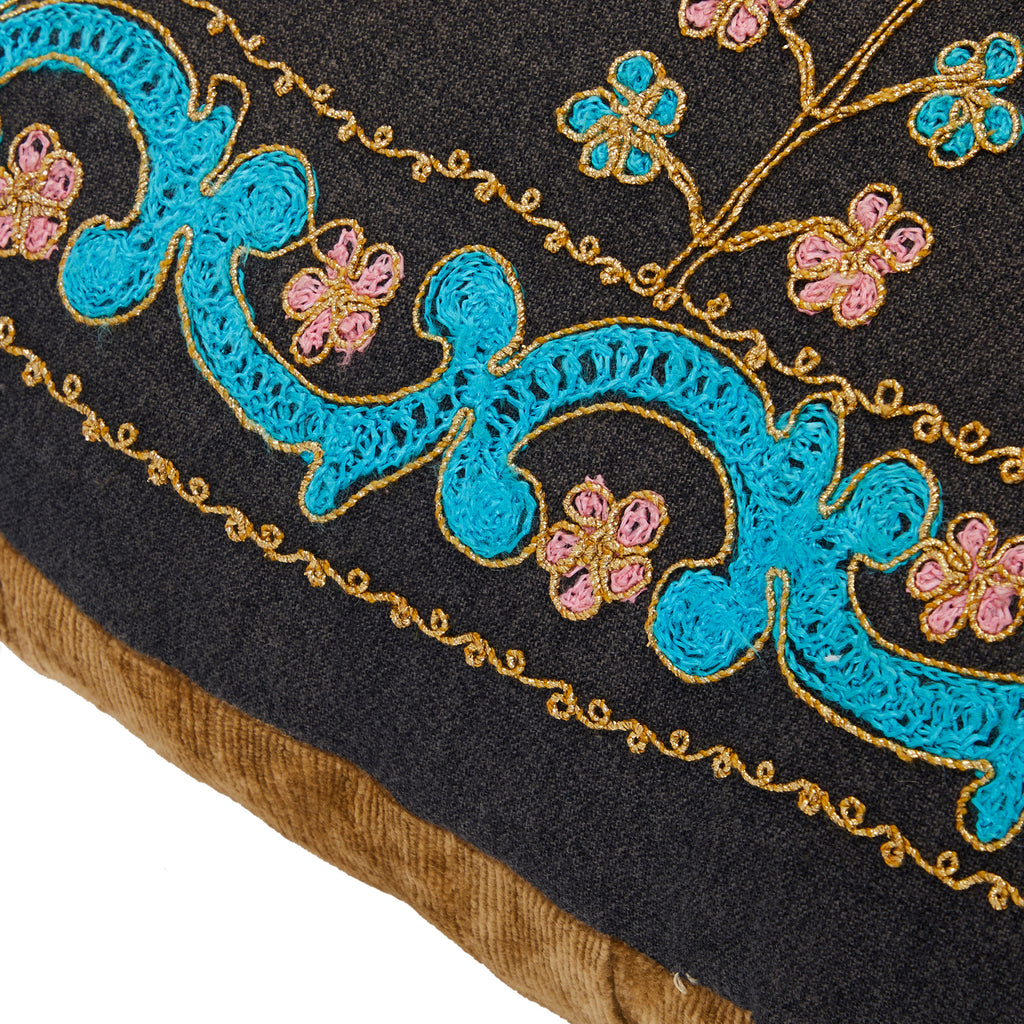 Black Floral Lumbar Pillow