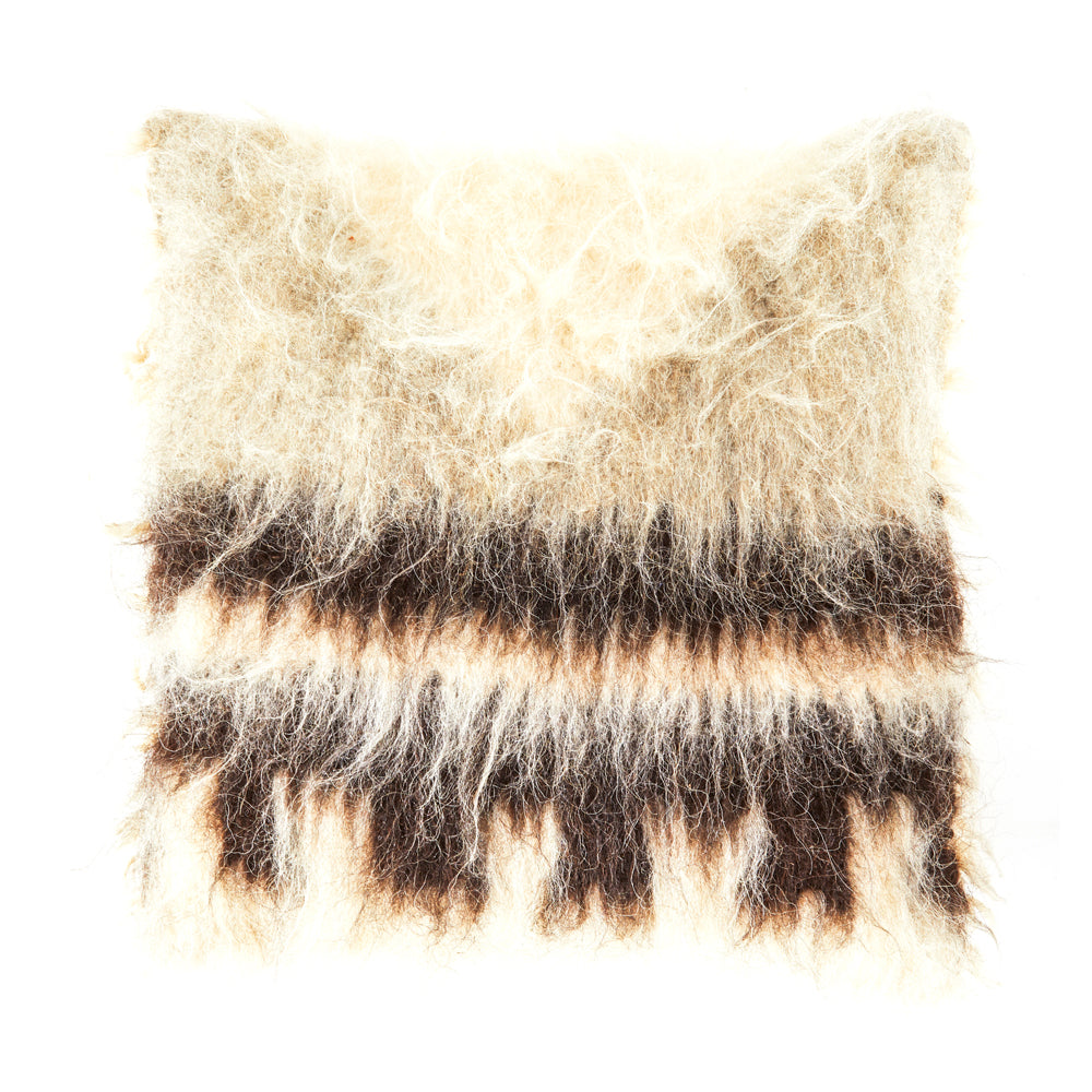 Shaggy Brown + Tan Wool Pillow