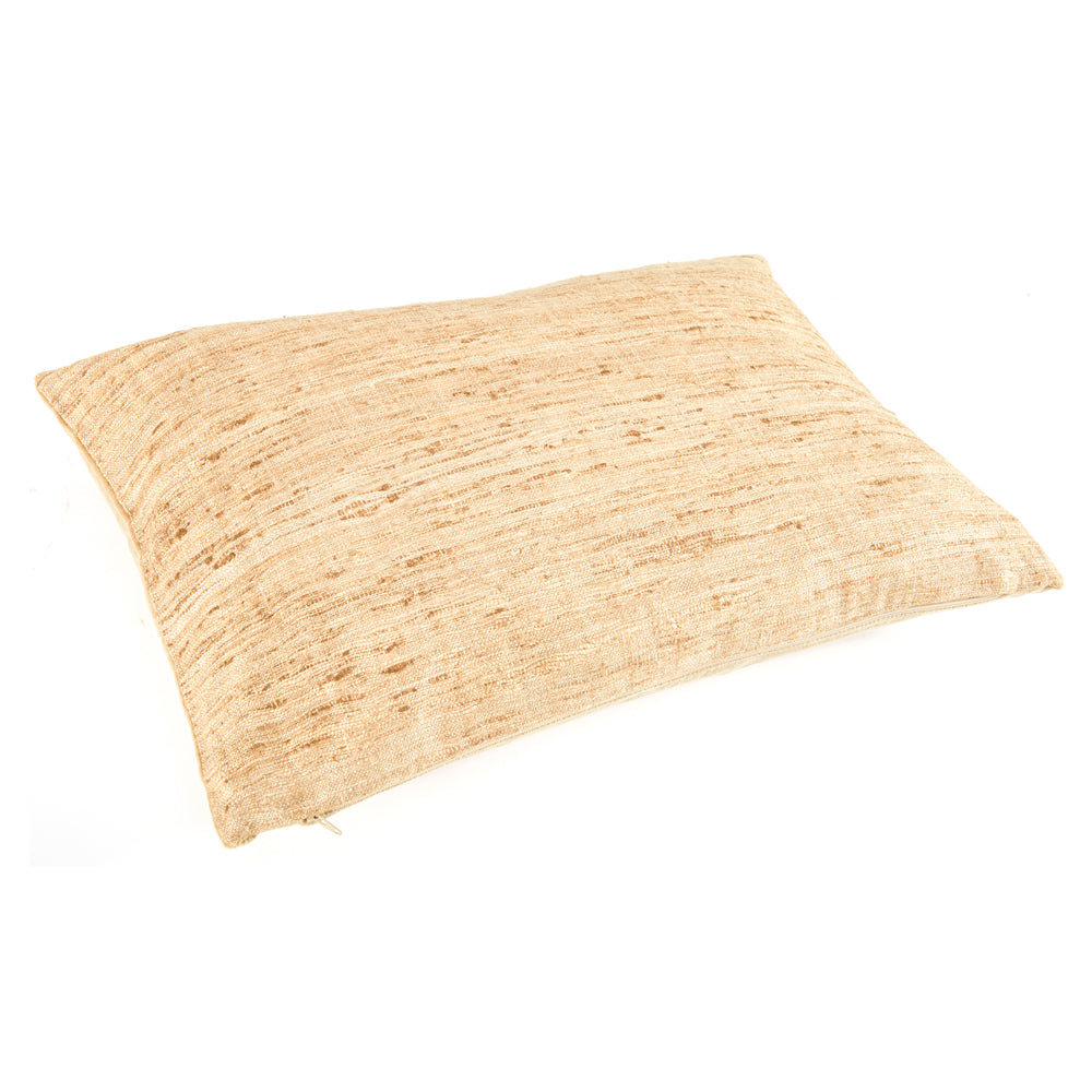 Beige Frayed Weave Lumbar Pillow - Small