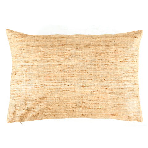Beige Frayed Weave Lumbar Pillow - Small