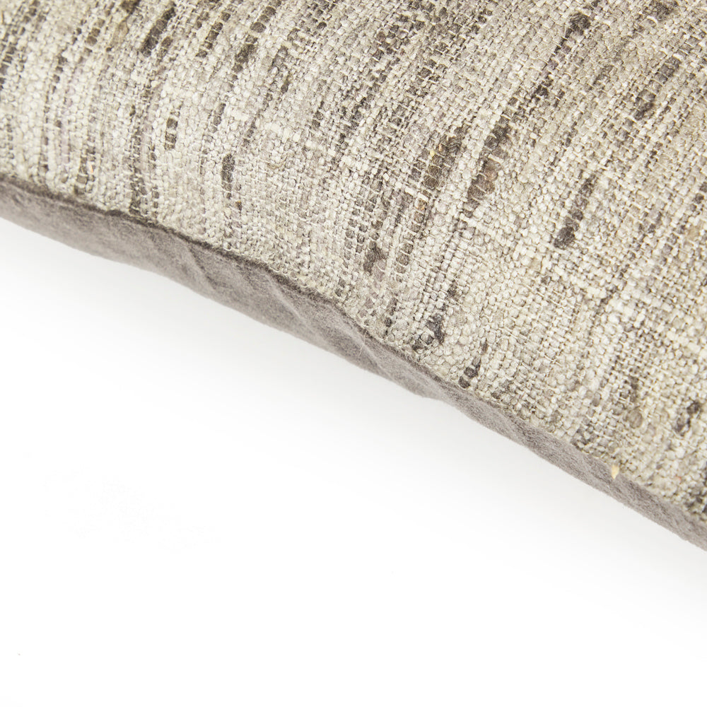 Grey Frayed Weave Lumbar Pillow - Small