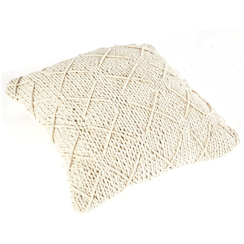 Cream Knit Braid Pillow