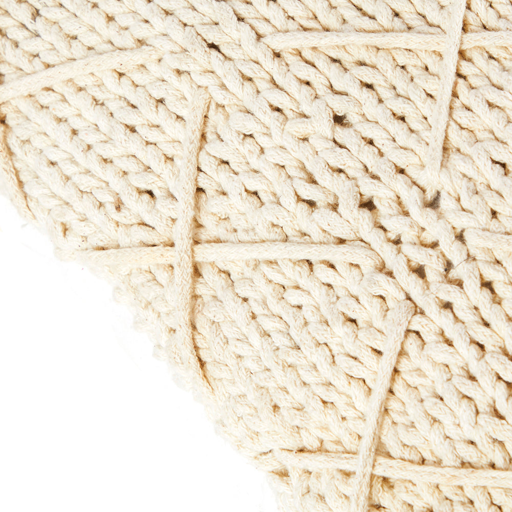 Cream Knit Braid Pillow