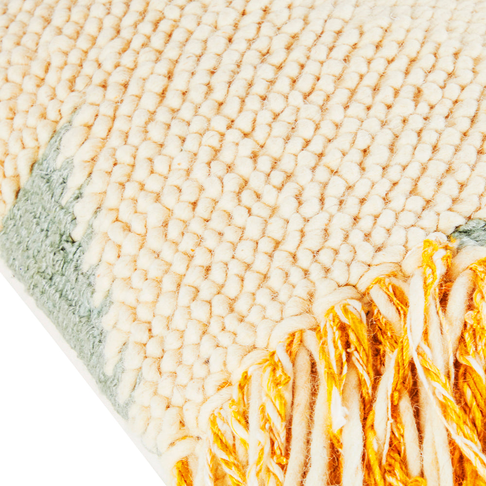Tan Yellow Tasseled Knit Pillow