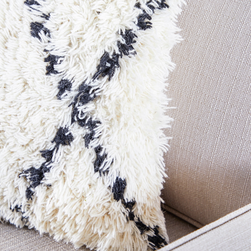 Cream & Black Moroccan Shag Pillow