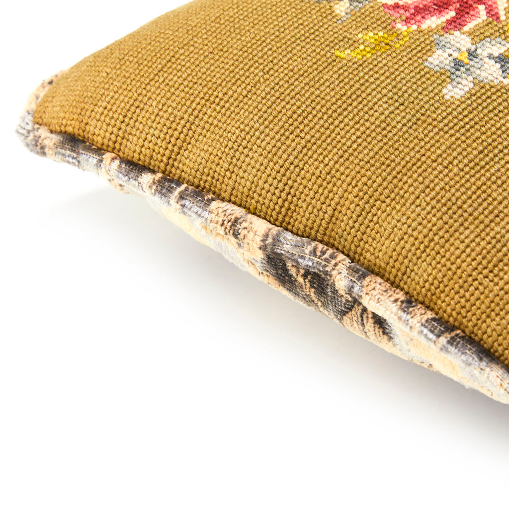 Vintage Green Cross Stitch Pillow