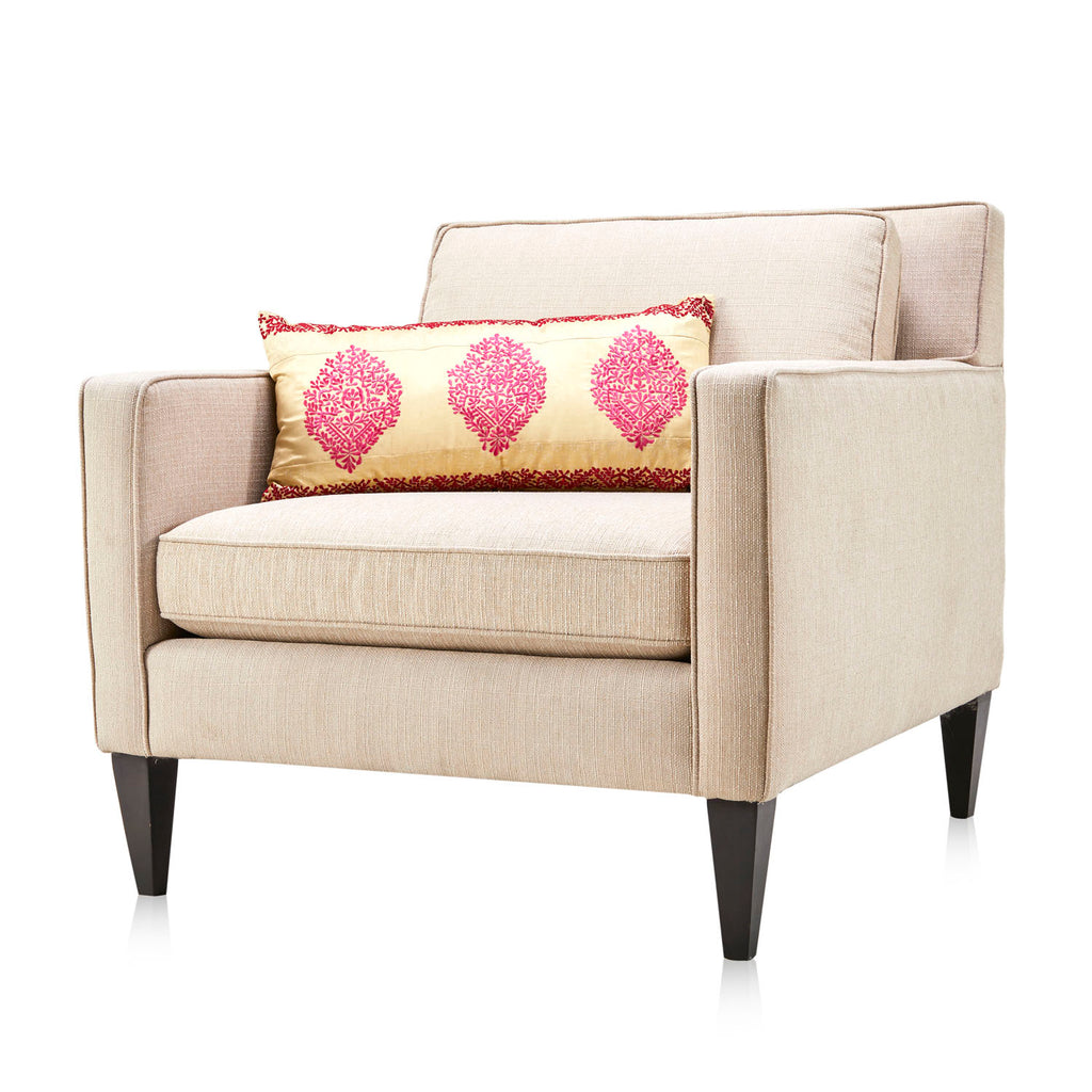 Pink and Yellow Sari Medallion Lumbar Pillow