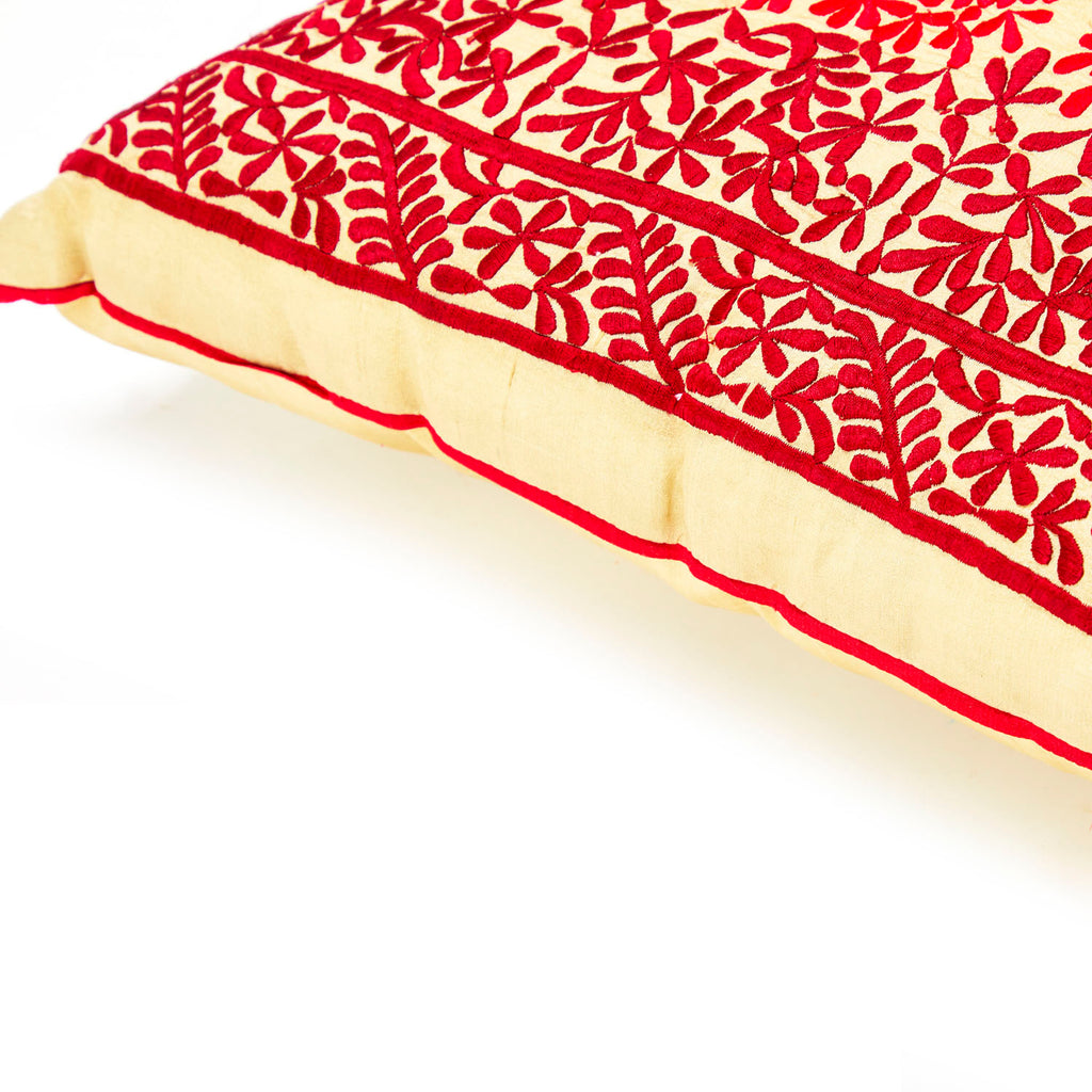 Pink and Beige Sari Medallion Pillow
