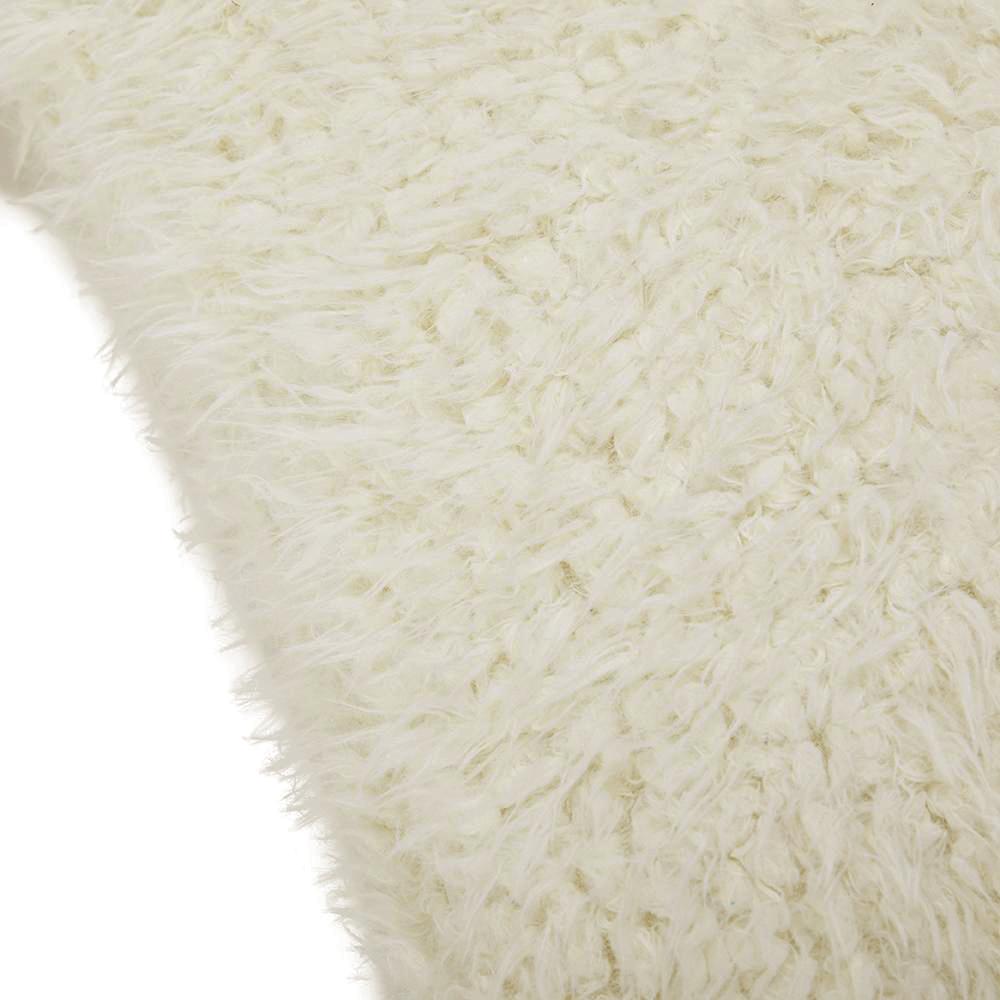 Off White Solid Shag Pillow