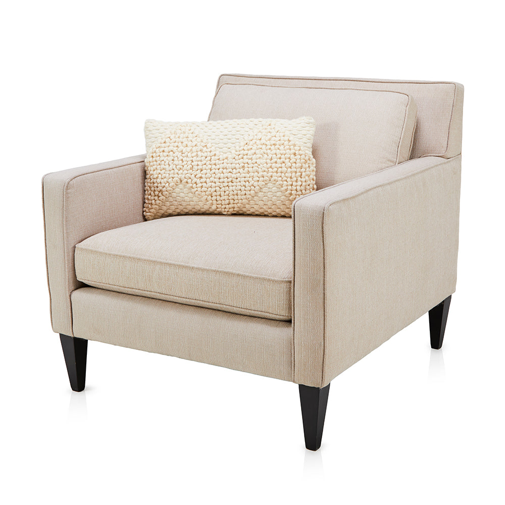 Cream Knit Chevron Lumbar Pillow