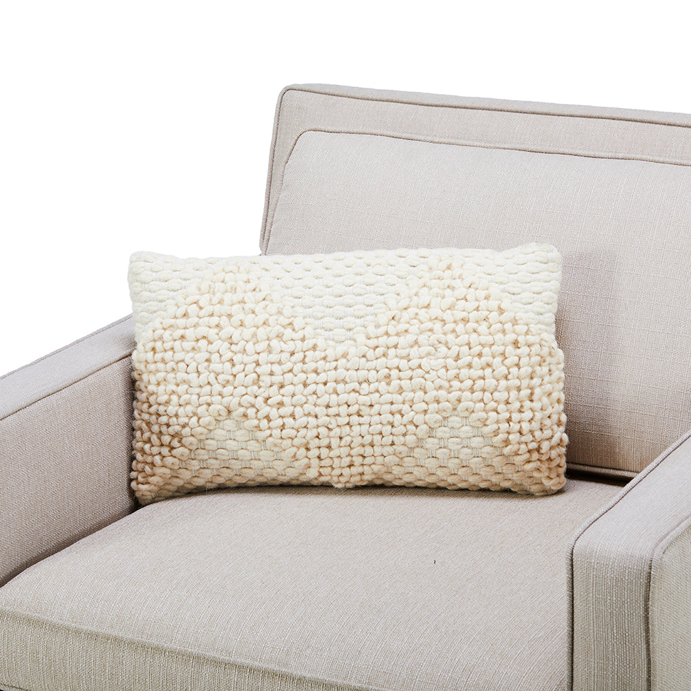 Cream Knit Chevron Lumbar Pillow