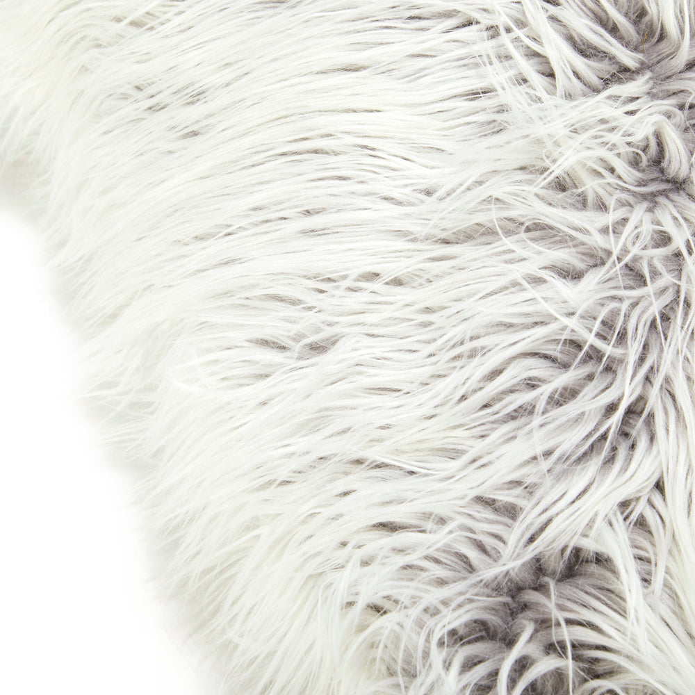 White Shag on Grey Pillow
