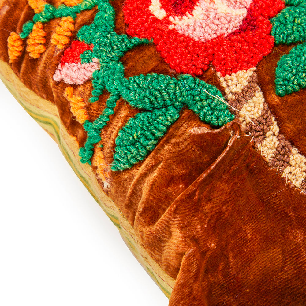 Brown Flower Basket Pillow