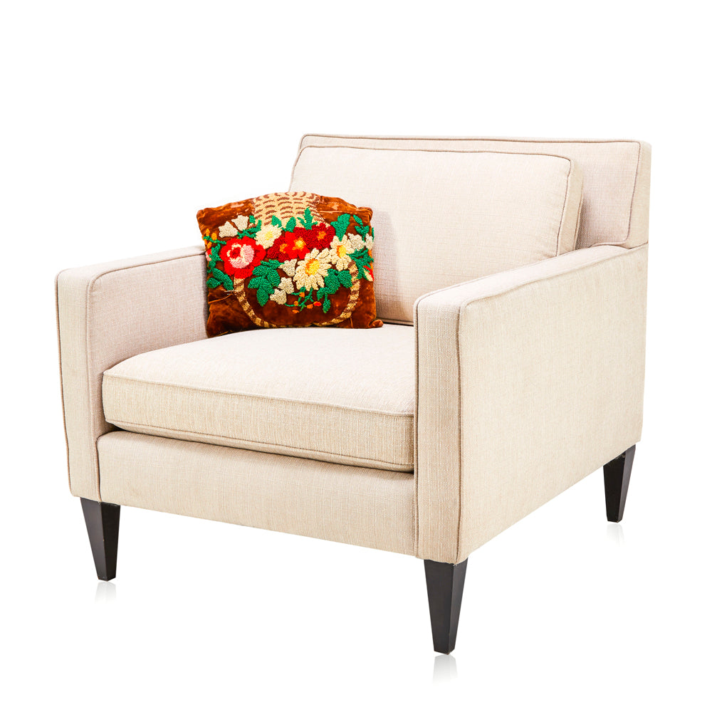 Brown Flower Basket Pillow