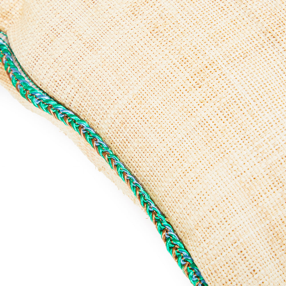 Cream Burlap and Braided Trim Pillow