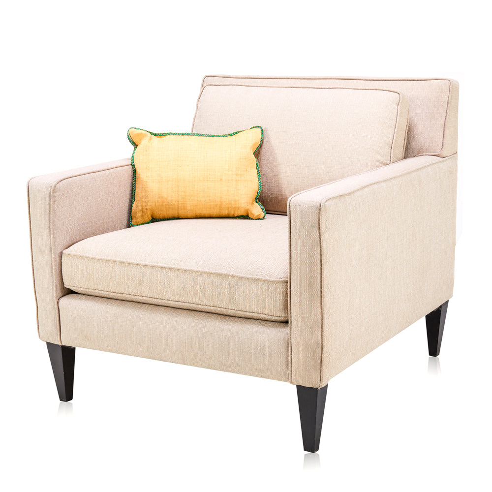 Cream Burlap and Braided Trim Pillow