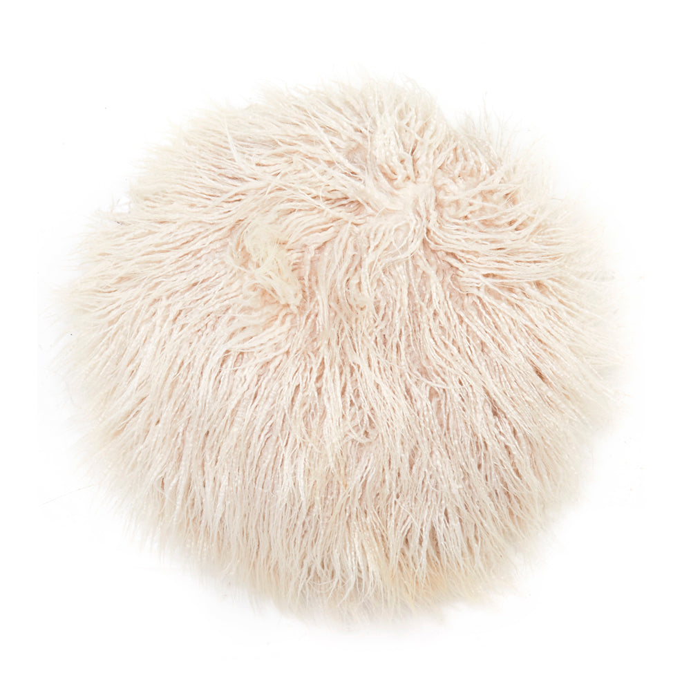 Off White Shag Circular Pillow