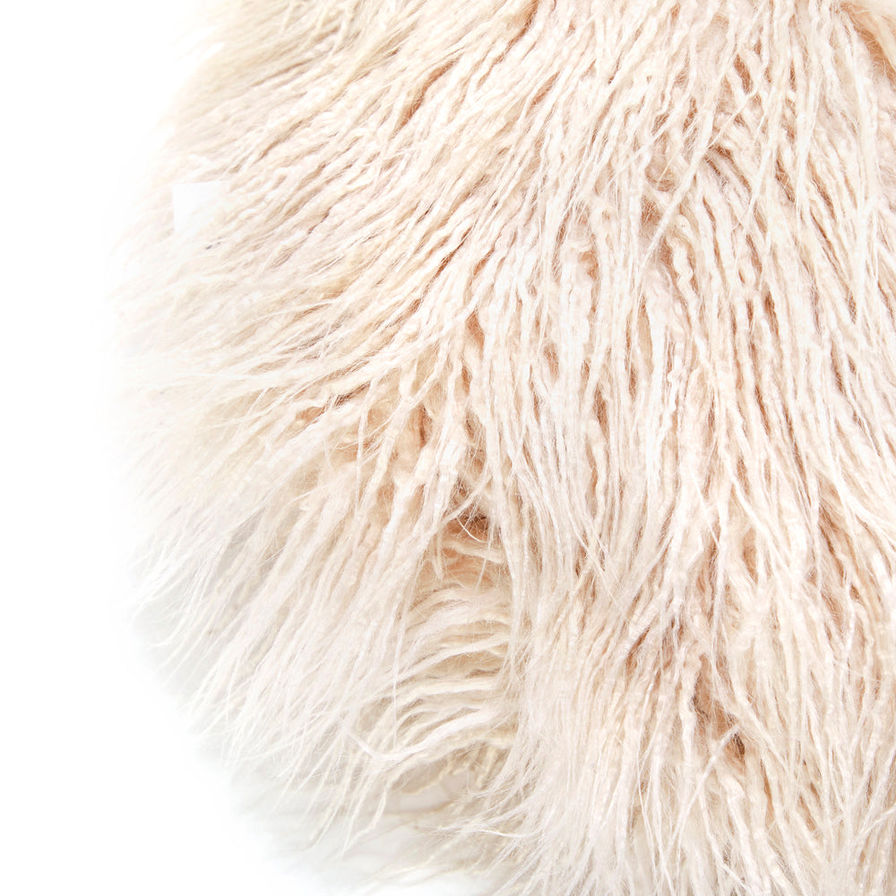 Off White Shag Circular Pillow