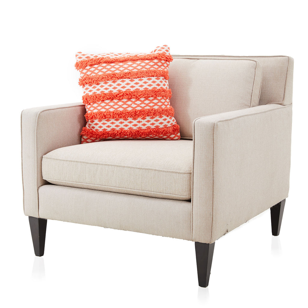 Coral Terrycloth Striped Pillow