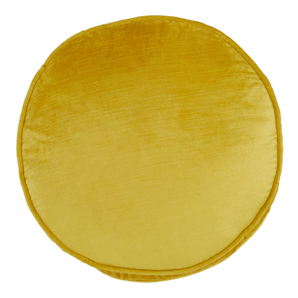 Smooth Yellow Velvet Round Pillow