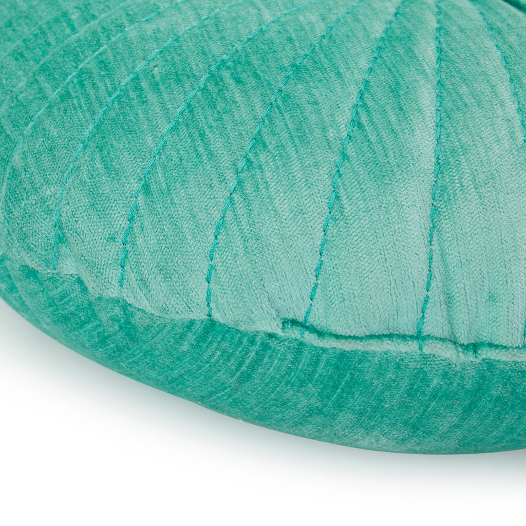 Aqua Velvet Seashell Round Pillow