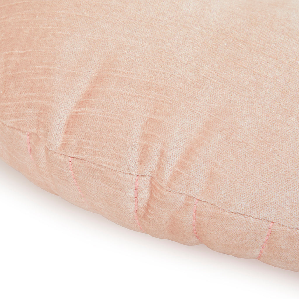 Pale Pink Velvet Seashell Round Pillow