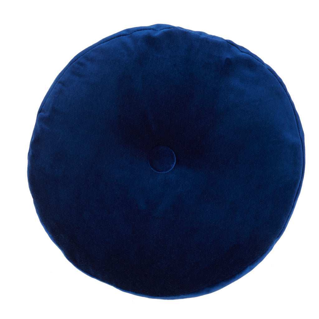 Smooth Navy Blue Velvet Round Pillow