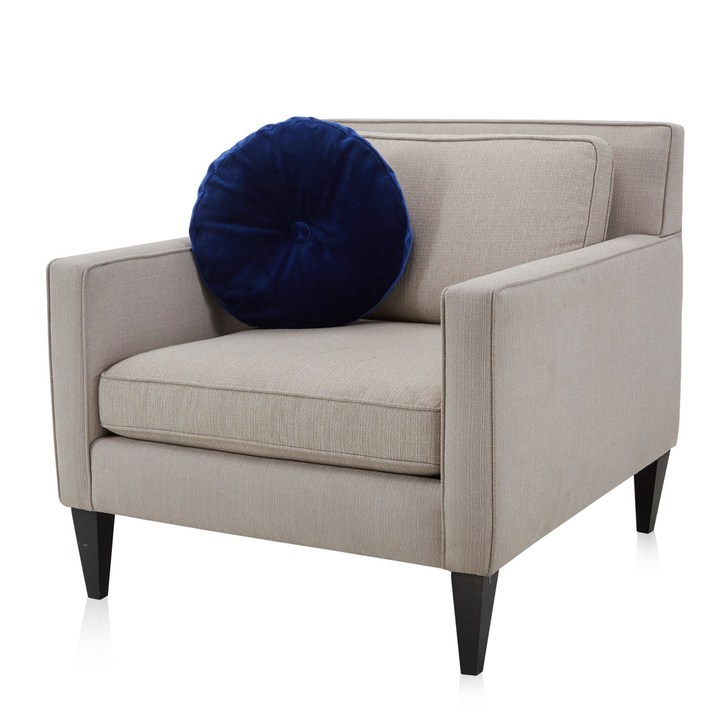 Smooth Navy Blue Velvet Round Pillow