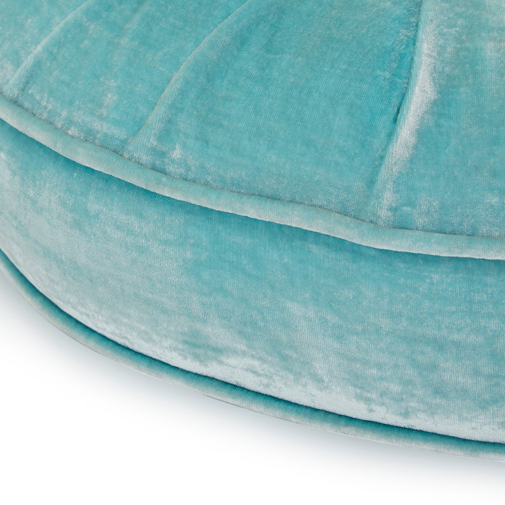 Turquoise Velvet Round Pillow