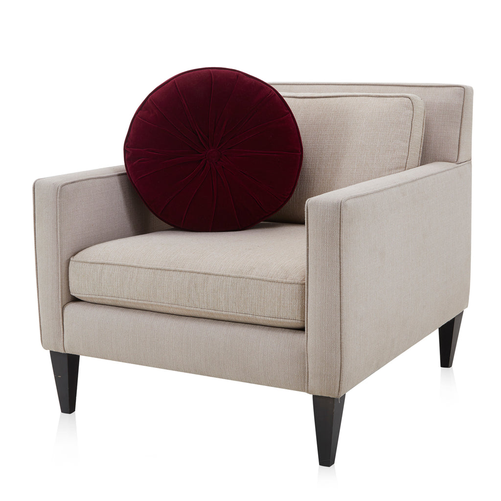 Burgundy Pleated Velvet Round Pillow