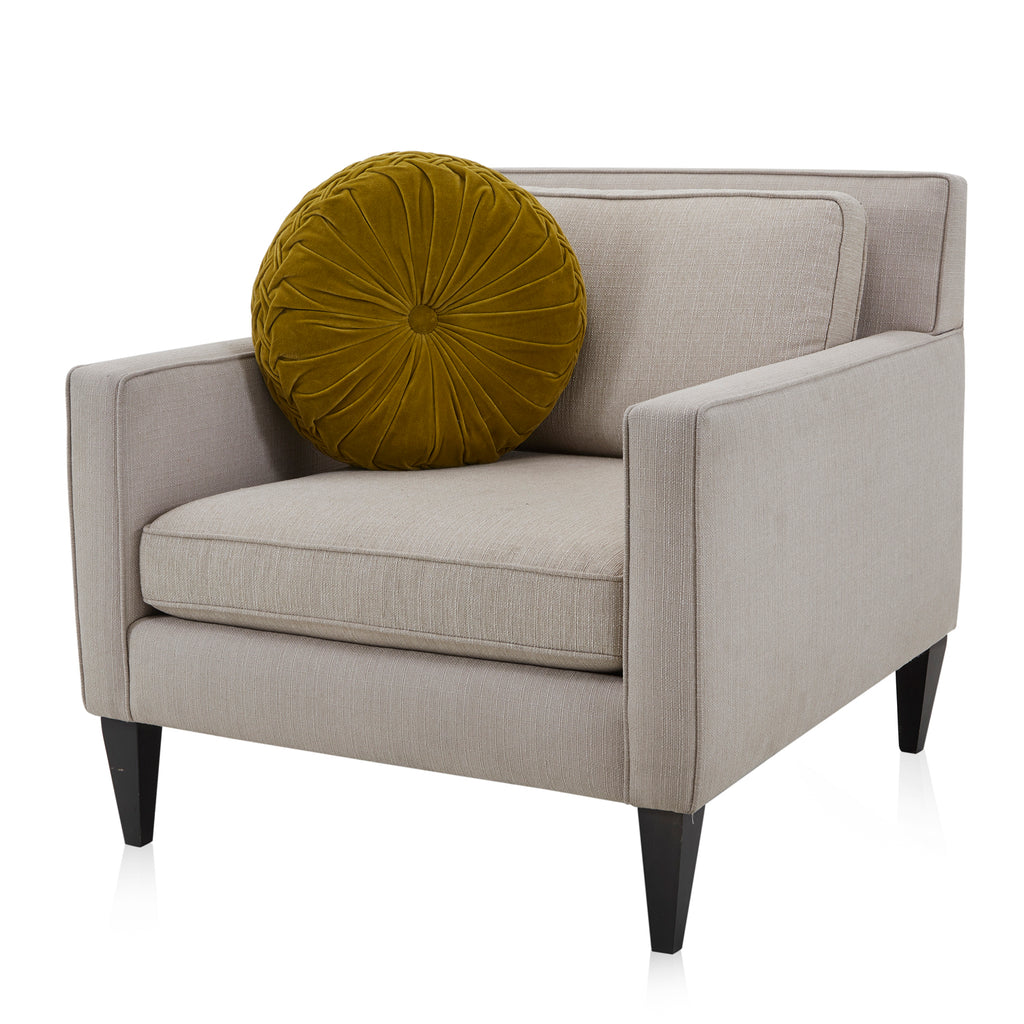 Green-Yellow Pleated Velvet Round Pillow