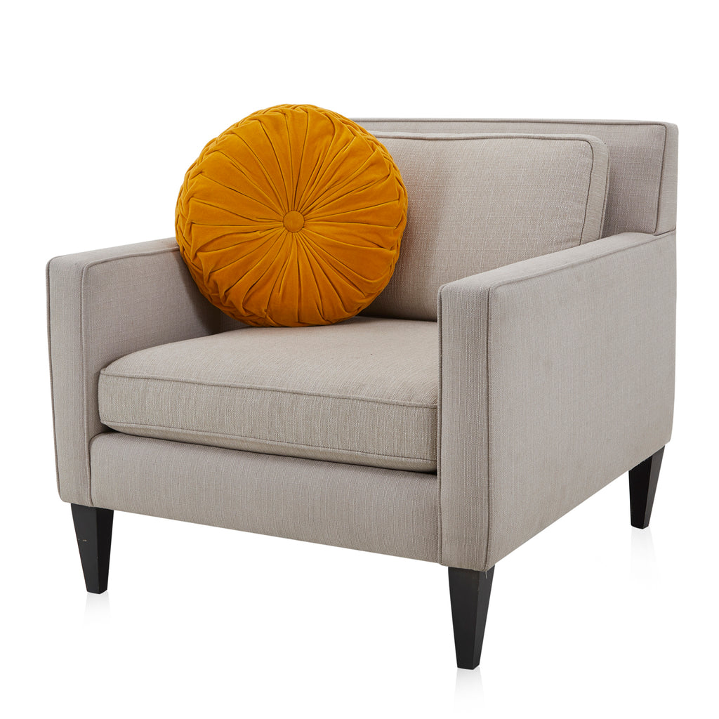 Yellow Mustard Pleated Velvet Round Pillow